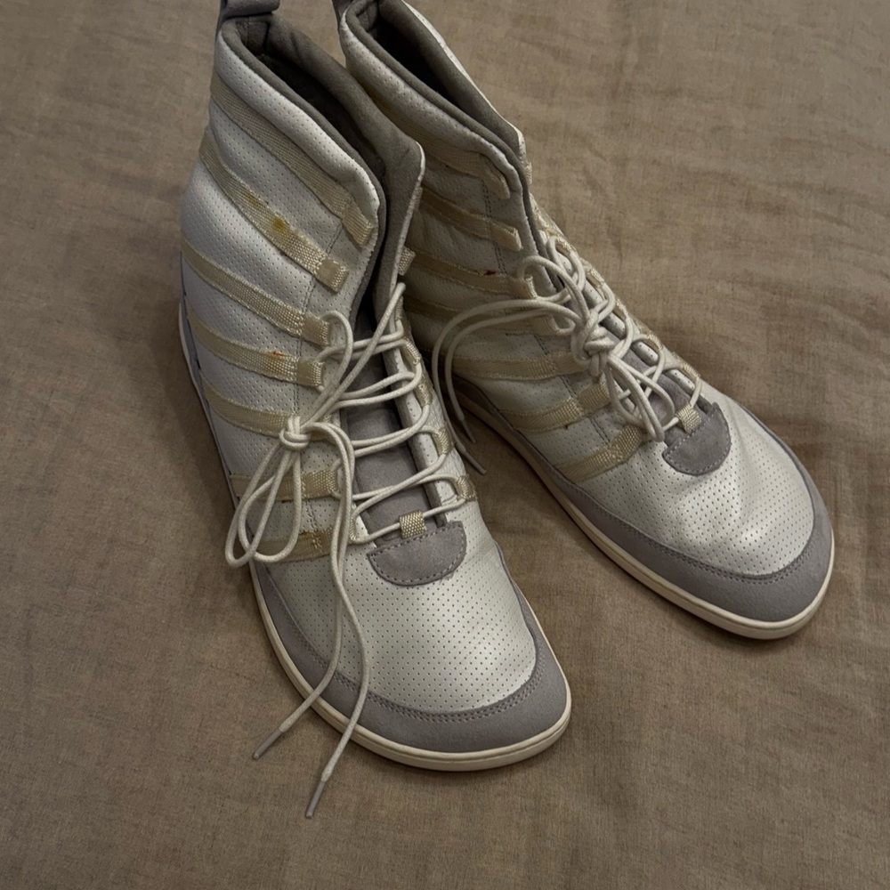 ZAQQ High-Top Lace-Up Sneakers in Gray and Cream - Handmade